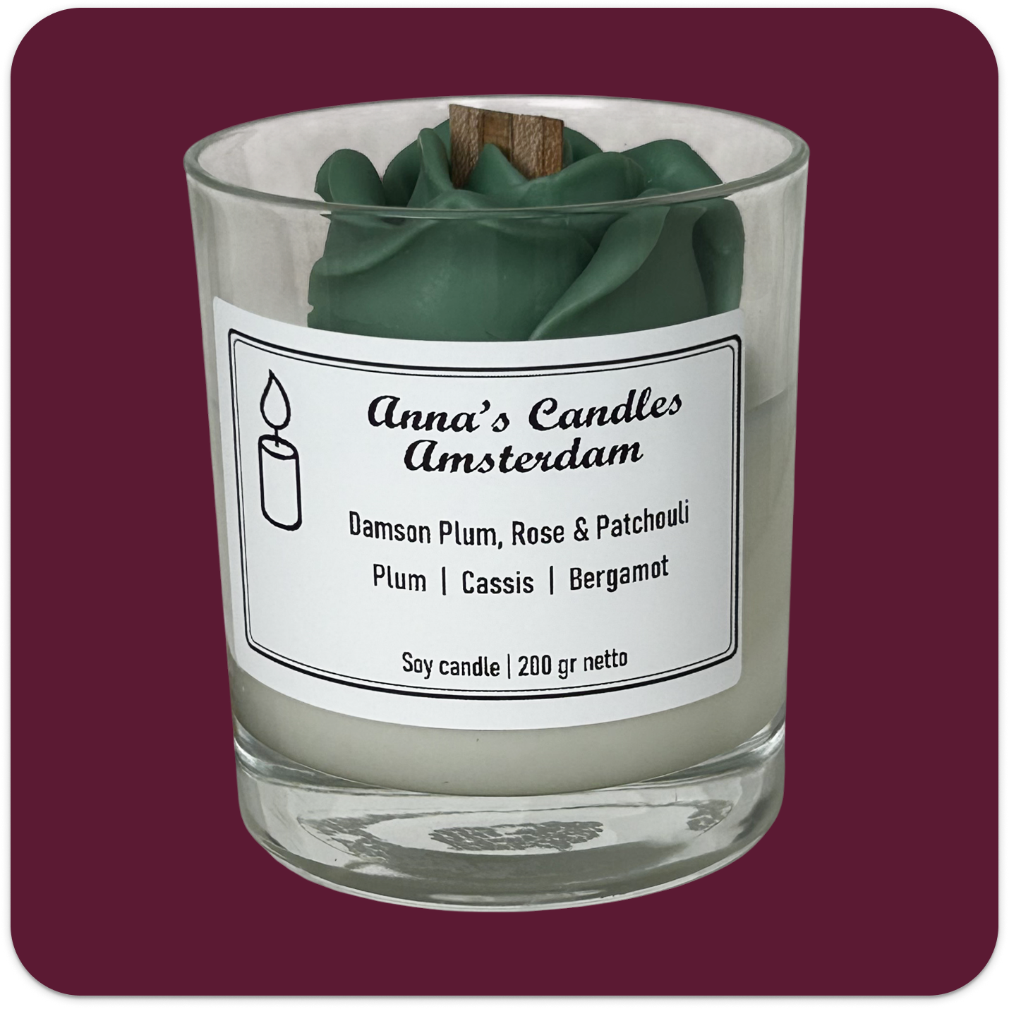 Scented Candle Damson Plum, Rose & Patchouli - Image 2
